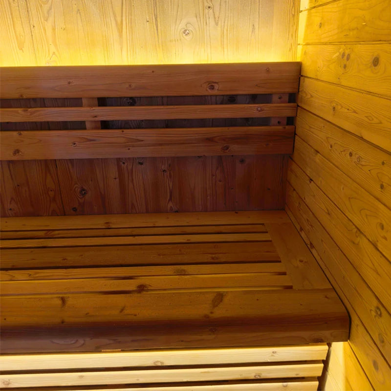 2026 Custom Square Outdoor Sauna - Luxury Spruce Wood Cabin with Stainless Steel Steam Stove Home Spa