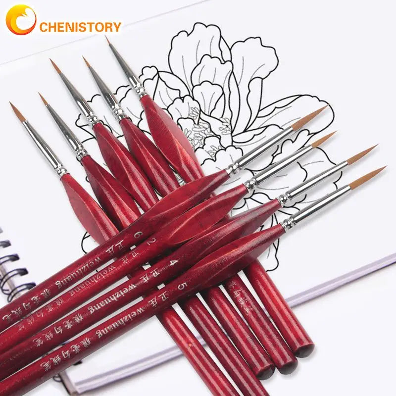CHENISTORY 6Pcs/Set Paint By Numbers Brushes Extra Fine Detail Paint Brushes Artist Miniature Model Maker Tool Set For Oil Paint