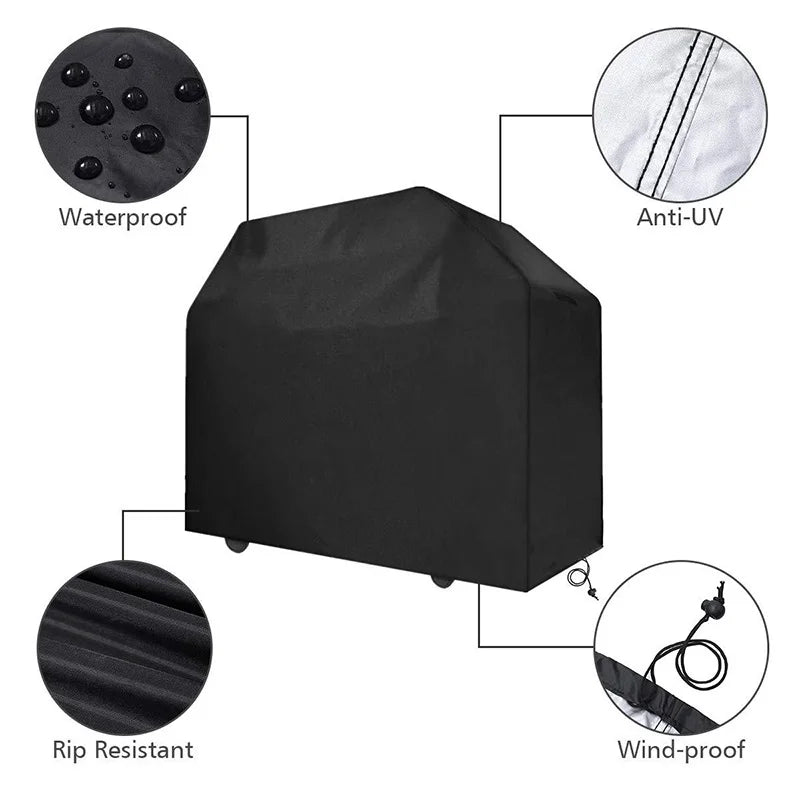 12 Size Outdoor BBQ Cover  Dust Waterproof Weber Heavy Duty Grill Cover Rain Protective Outdoor Barbecue Cover Round