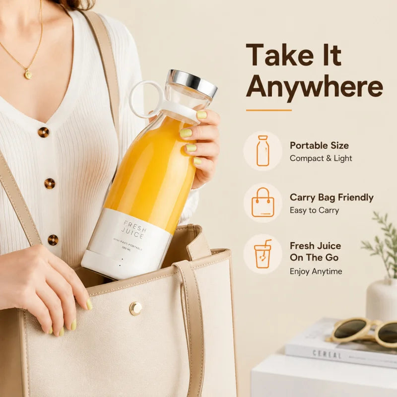Portable Electric Juicer Cup USB Rechargeable Mini Blender Bottle for Fruit Smoothie Juice Vegetable Travel