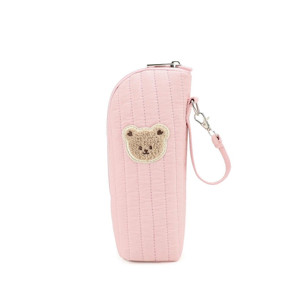 Cute Bear Design Baby Bottle Tote Bag with Aluminum Foil Insulation Bags Water Bottle Thermal Storage Pouch with Stroller Hook