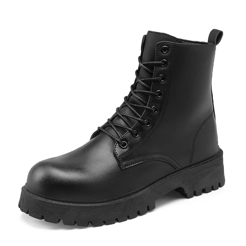 Couple's casual boots four season men's and women's high top leather boots fashion thick soled non slip plus size outdoor boots