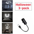 Halloween USB LED Projection Lamp,3/6pcs Patterns Light Ghost,bat,Spider,Skeleton,Halloween Atmosphere Light Festive Decoration