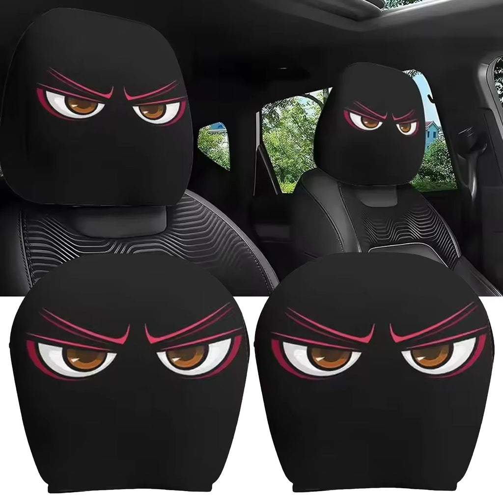 2Pcs Skull Print Elastic Car Headrest Covers Universal Funny Auto Accessories for Most Vehicles Car Halloween Party Ornaments