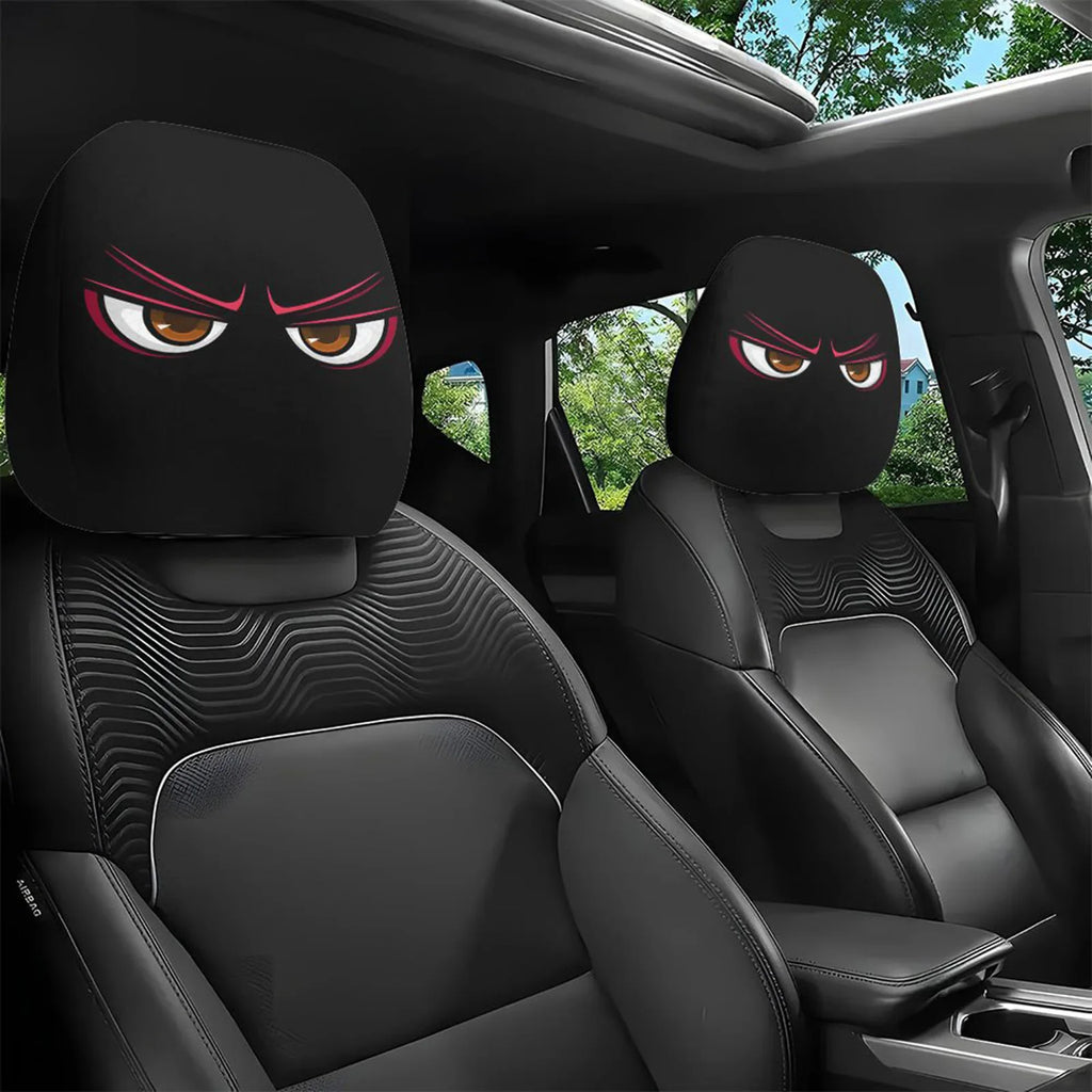 2Pcs Skull Print Elastic Car Headrest Covers Universal Funny Auto Accessories for Most Vehicles Car Halloween Party Ornaments
