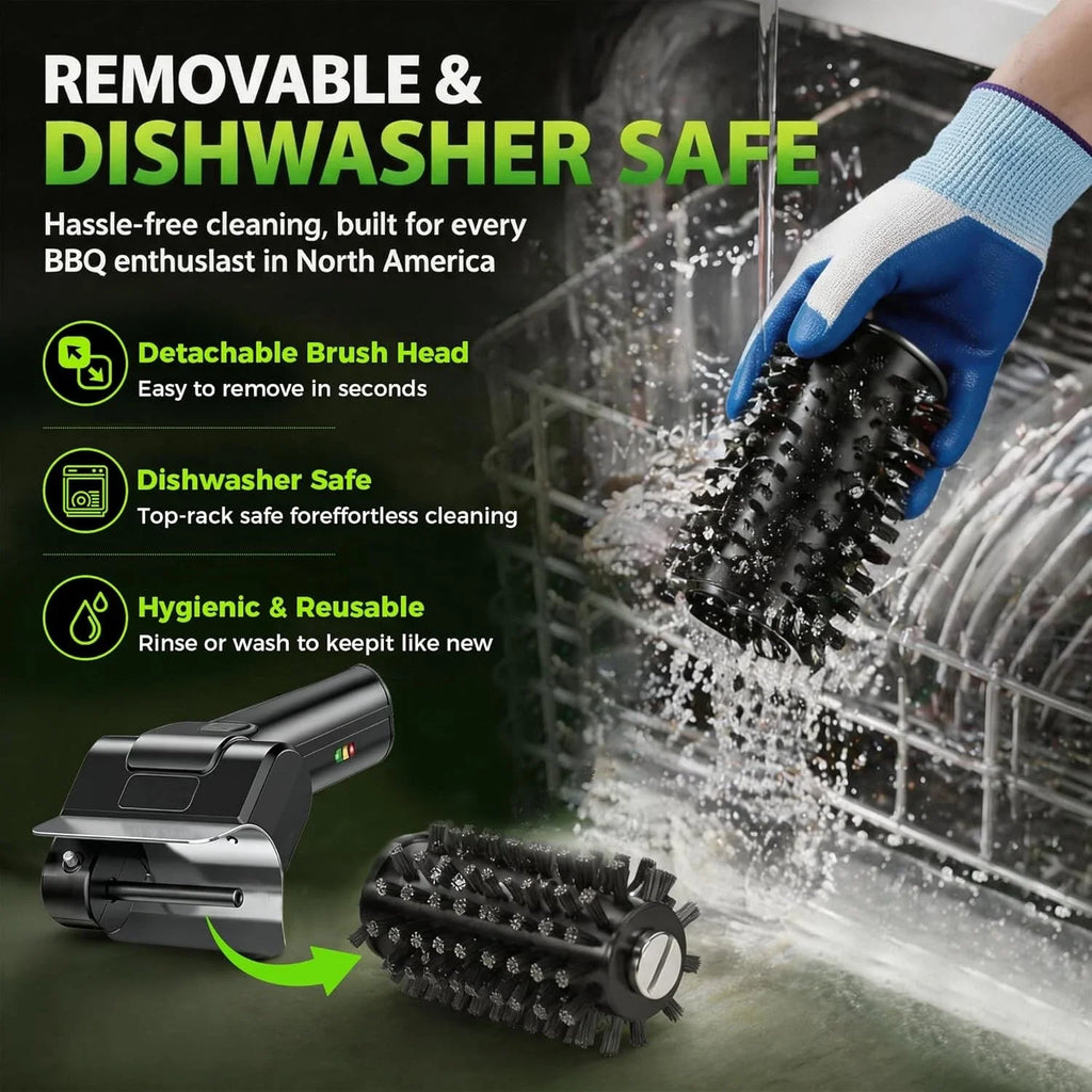 Portable Electric Grill Brush High Speed Handheld BBQ Cleaning Brush Efficient Stainless Steel Rechargeable Grill Brush