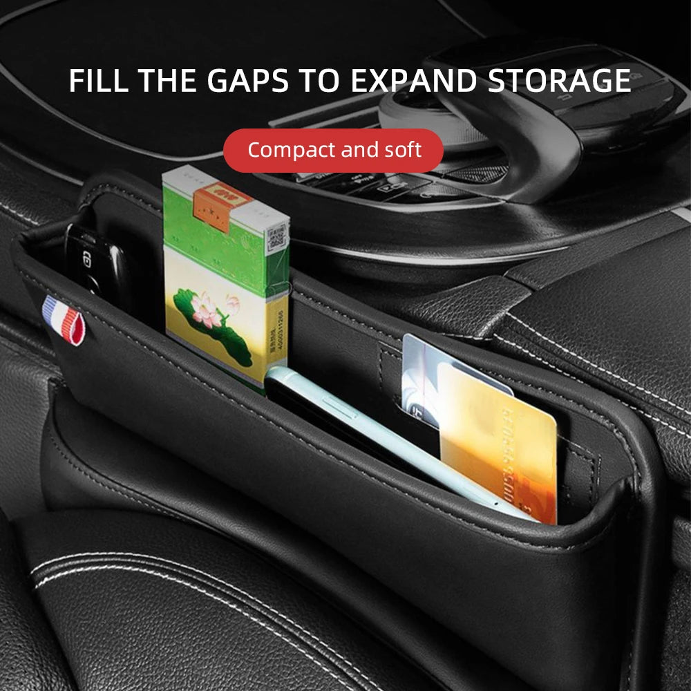 Universal Car Seat Gap Organizer Storage Box Multifunction Leather Crevice Side Storage Pocket Wallet Keys Card with Cup Holder