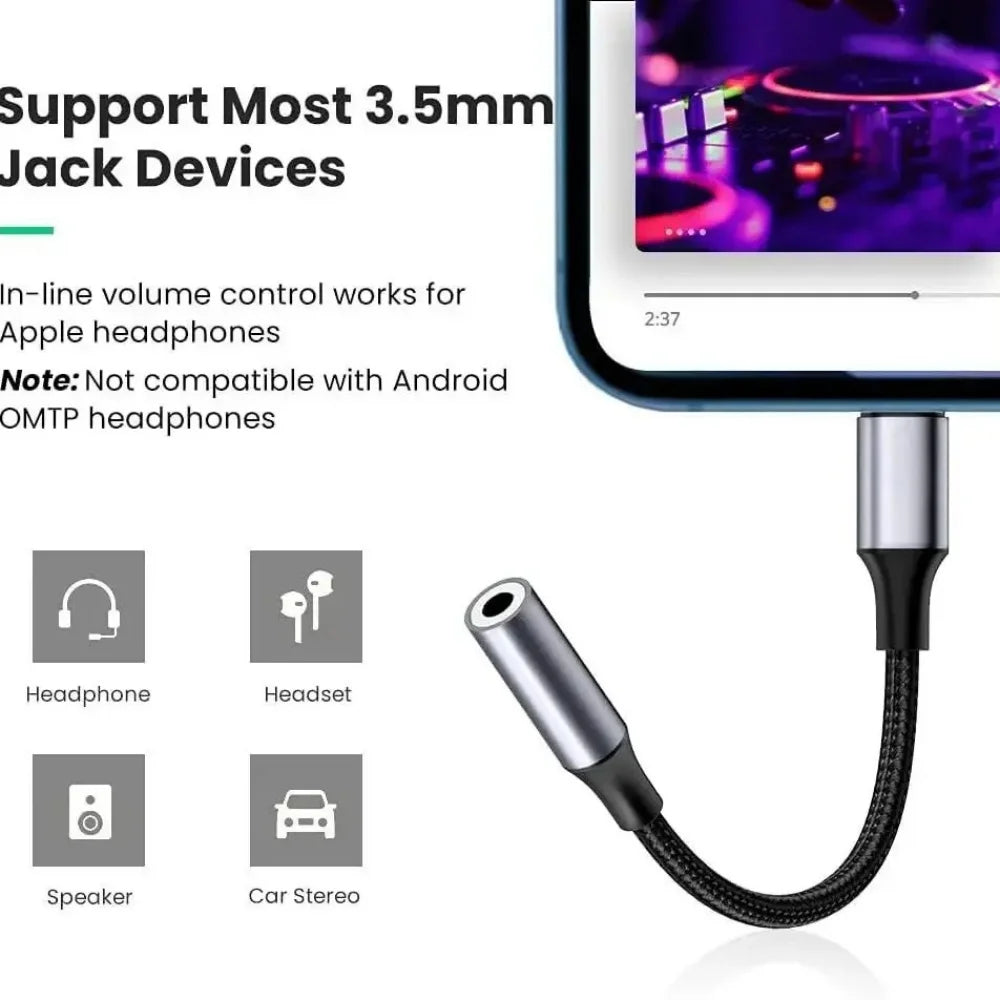 USB Type C To 3.5mm Earphone Jack Audio Adapter Converter Aux Adputer Cable Earphone Cable Converter For iPhone16 Samsung Xiaomi