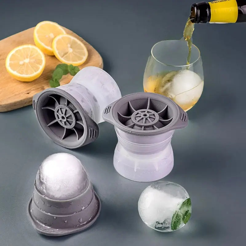 2pcs Bar Whiskey Round Ice Cube Maker Silicone Large Ball Shape Spherical Ice Cube Mould Machine Quick Freezer Kitchen Gadgets