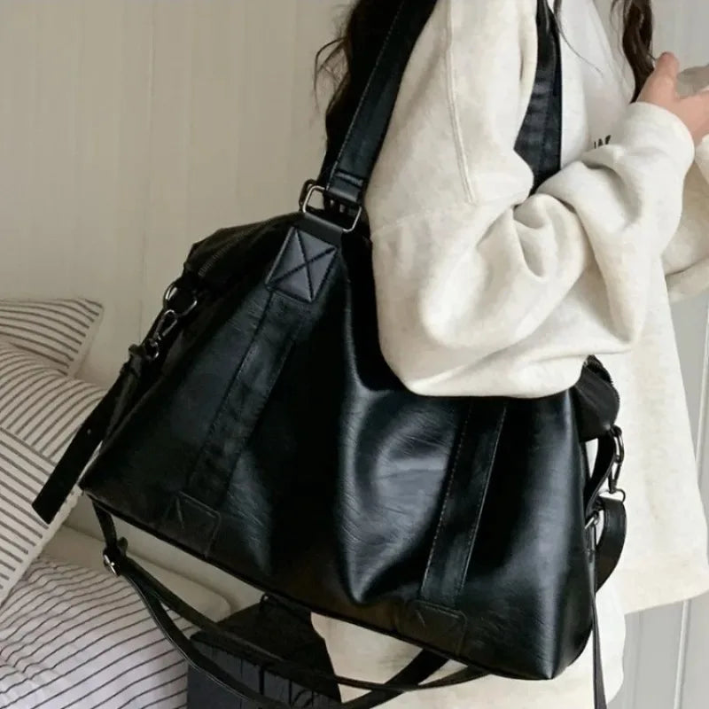 Fashion Tote Bag Leather Women Bag Simplicity Handbag Solid Vintage Shoulder Messenger Bag for Ladies
