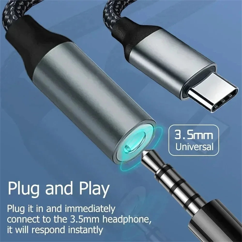 USB Type C To 3.5mm Earphone Jack Audio Adapter Converter Aux Adputer Cable Earphone Cable Converter For iPhone16 Samsung Xiaomi