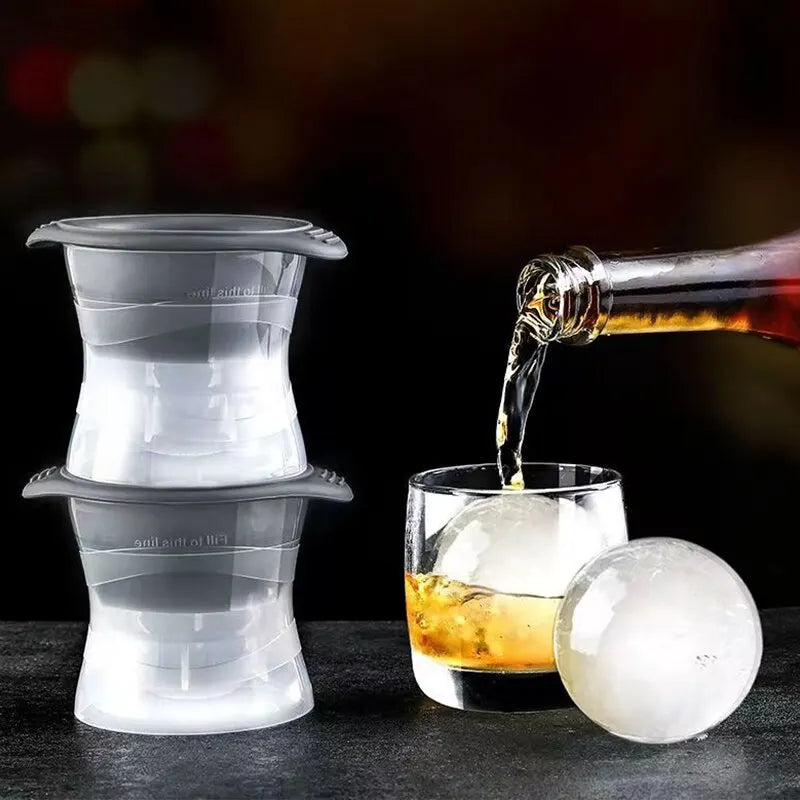 2pcs Bar Whiskey Round Ice Cube Maker Silicone Large Ball Shape Spherical Ice Cube Mould Machine Quick Freezer Kitchen Gadgets