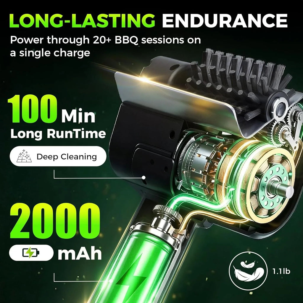 Portable Electric Grill Brush High Speed Handheld BBQ Cleaning Brush Efficient Stainless Steel Rechargeable Grill Brush