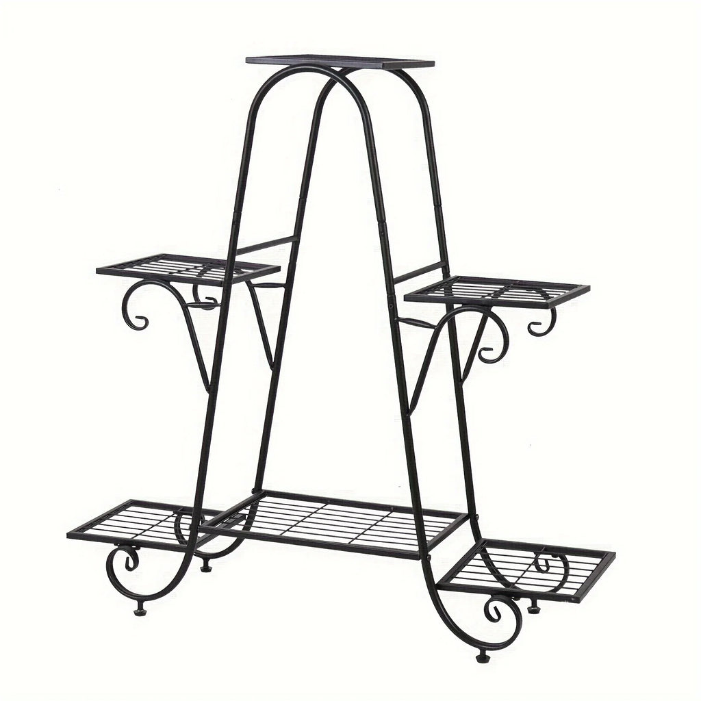 Plant Stand 6 Layer Metal Plant Rack Flower Pot Rack Black Garden Flower Pot Rack for Display Home Balcony Terrace