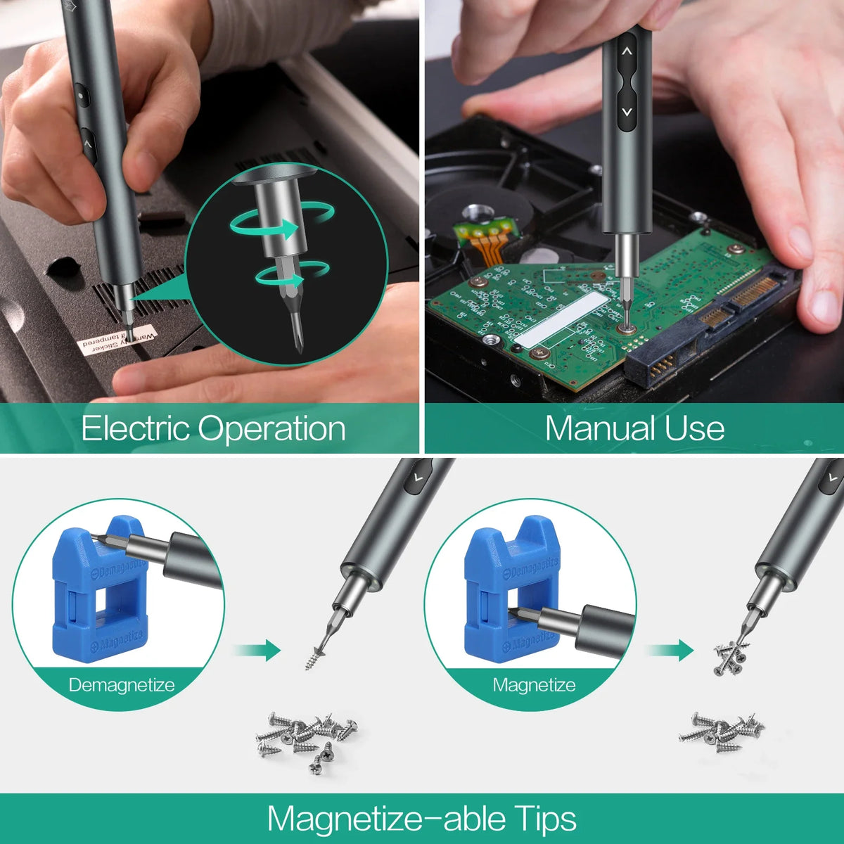 Precision Electric Screwdriver Handle 6 in 1 Power Tools Rechargeable Wireless Mini Small Bits for Xiaomi Mobile Cell Repair New