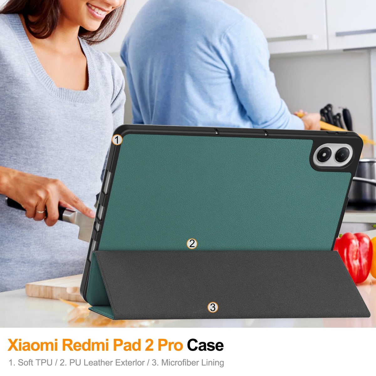 Case for Xiaomi Redmi Pad 2 Pro 12.1 inch 2025 TPU Leather Triple Fold Magnetic Cover for Redmi Pad 2Pro 12.1" with Pen Slot