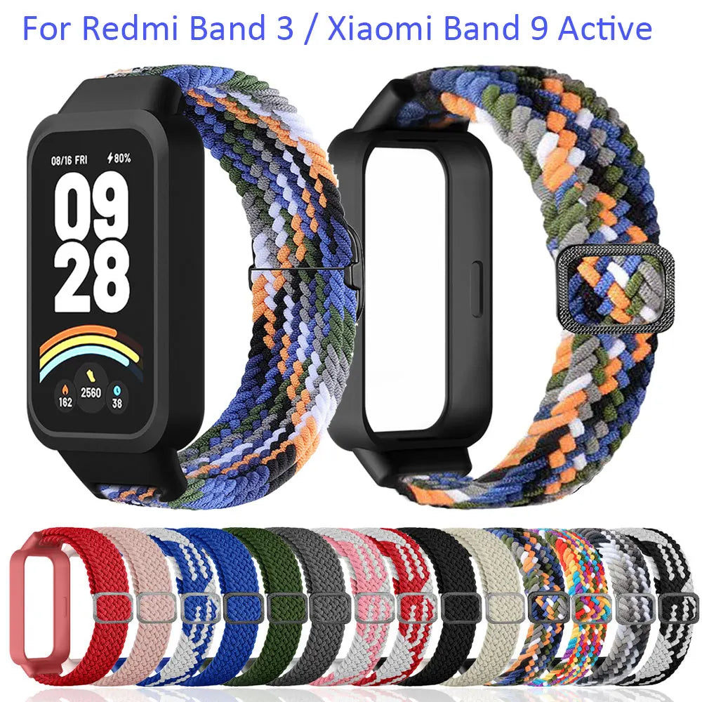Nylon Watch Strap For Redmi Band 3 / Xiaomi Band 9 Active Metal Buckle Band correa Watchbands Bracelet