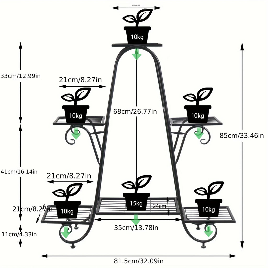 Plant Stand 6 Layer Metal Plant Rack Flower Pot Rack Black Garden Flower Pot Rack for Display Home Balcony Terrace