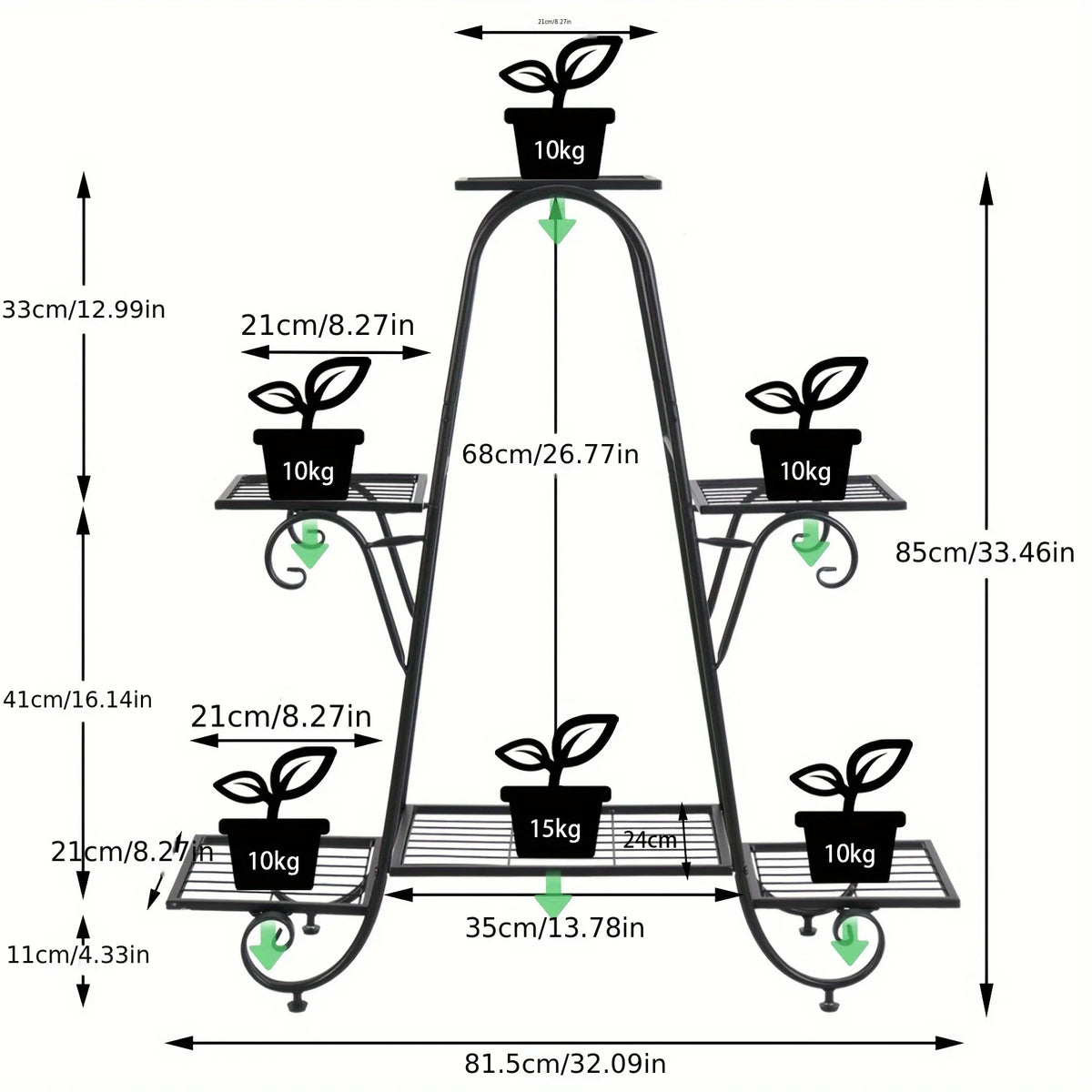 Plant Stand 6 Layer Metal Plant Rack Flower Pot Rack Black Garden Flower Pot Rack for Display Home Balcony Terrace