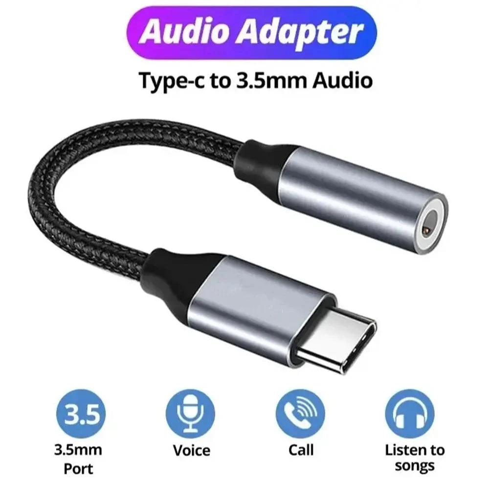 USB Type C To 3.5mm Earphone Jack Audio Adapter Converter Aux Adputer Cable Earphone Cable Converter For iPhone16 Samsung Xiaomi