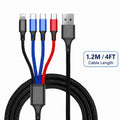 4 in 1 Multi Charging Cable 3A Fast Charger Nylon Braided USB Cable Type C Micro Lightning for iPhone Samsung Huawei Android