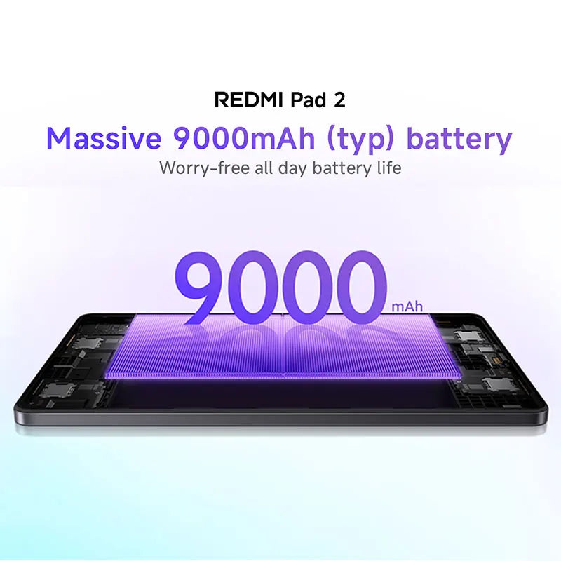 New Xiaomi Redmi Pad 2 Global Version Tablet 9000mAh Battery MTK Helio G100-Ultra 11' Display 8MP Camera Fast Charging 90Hz