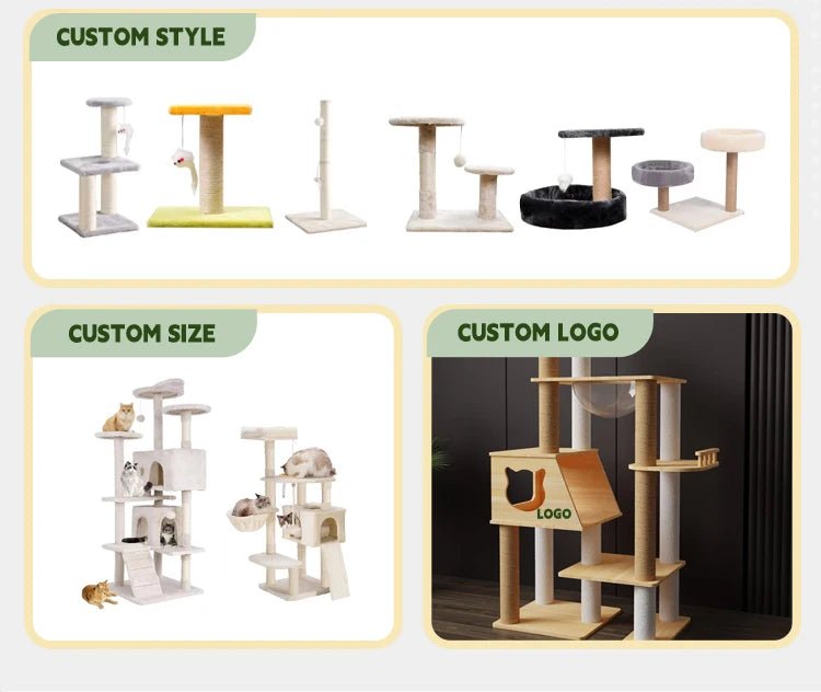 Multi-Level Cat Tree With Scratching Posts Jumping Platform Hammock Top Perch Factory Wholesale cat Bed for Cats