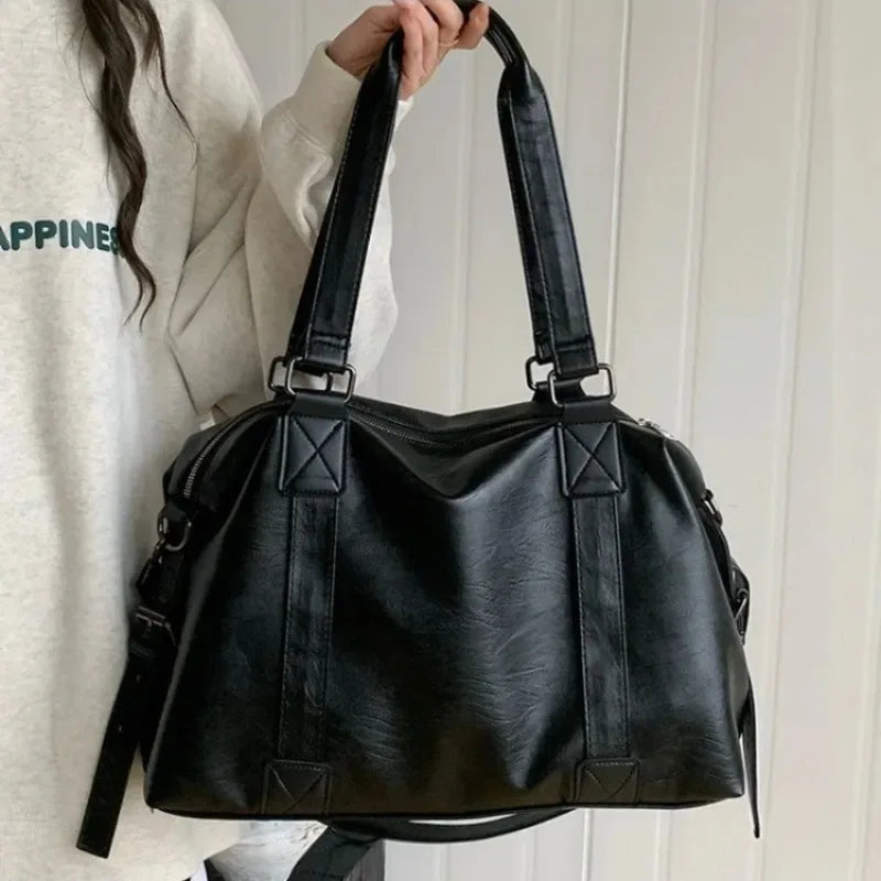 Fashion Tote Bag Leather Women Bag Simplicity Handbag Solid Vintage Shoulder Messenger Bag for Ladies