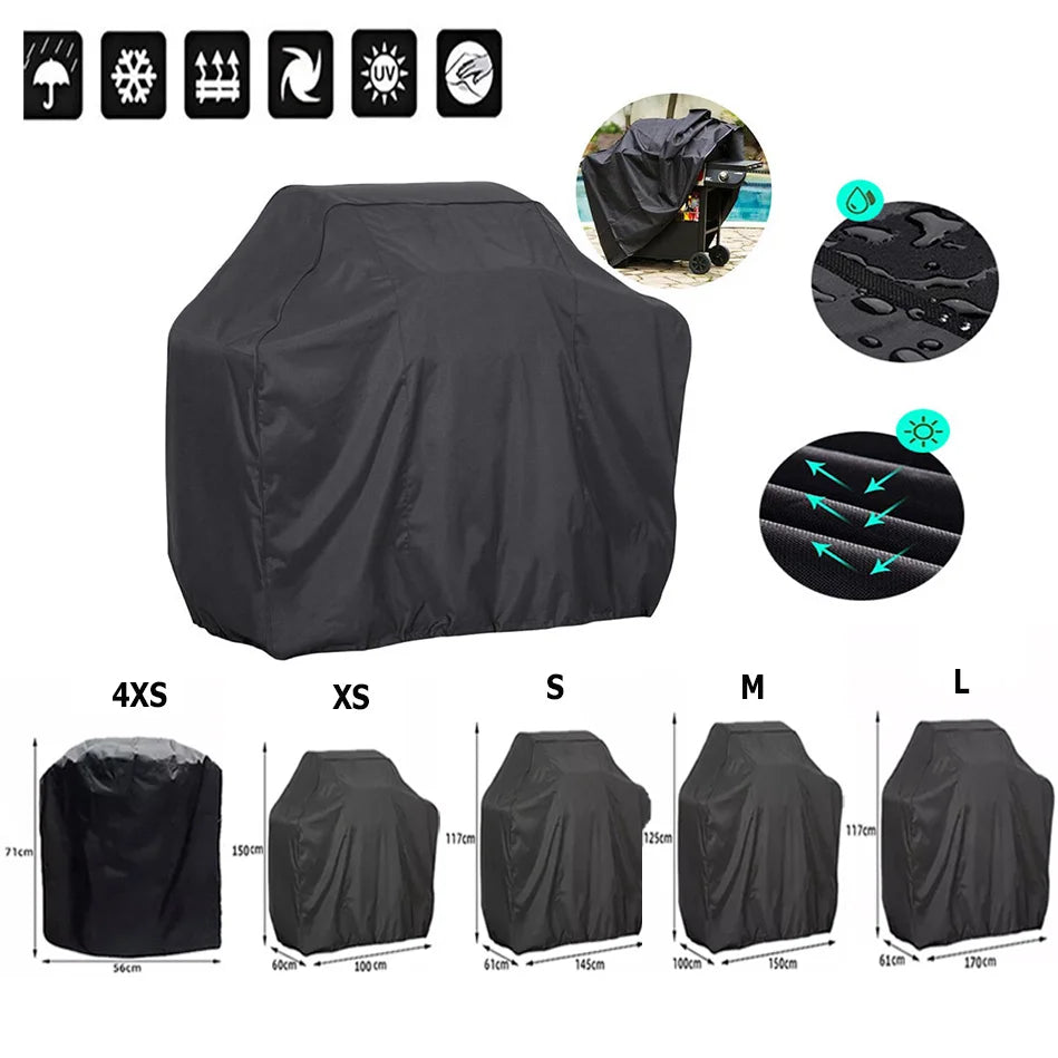 12 Size Outdoor BBQ Cover  Dust Waterproof Weber Heavy Duty Grill Cover Rain Protective Outdoor Barbecue Cover Round