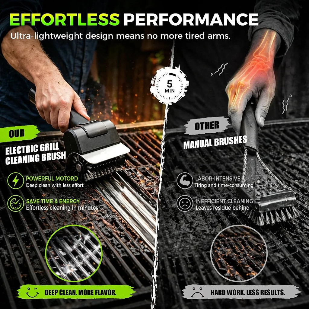 Portable Electric Grill Brush High Speed Handheld BBQ Cleaning Brush Efficient Stainless Steel Rechargeable Grill Brush