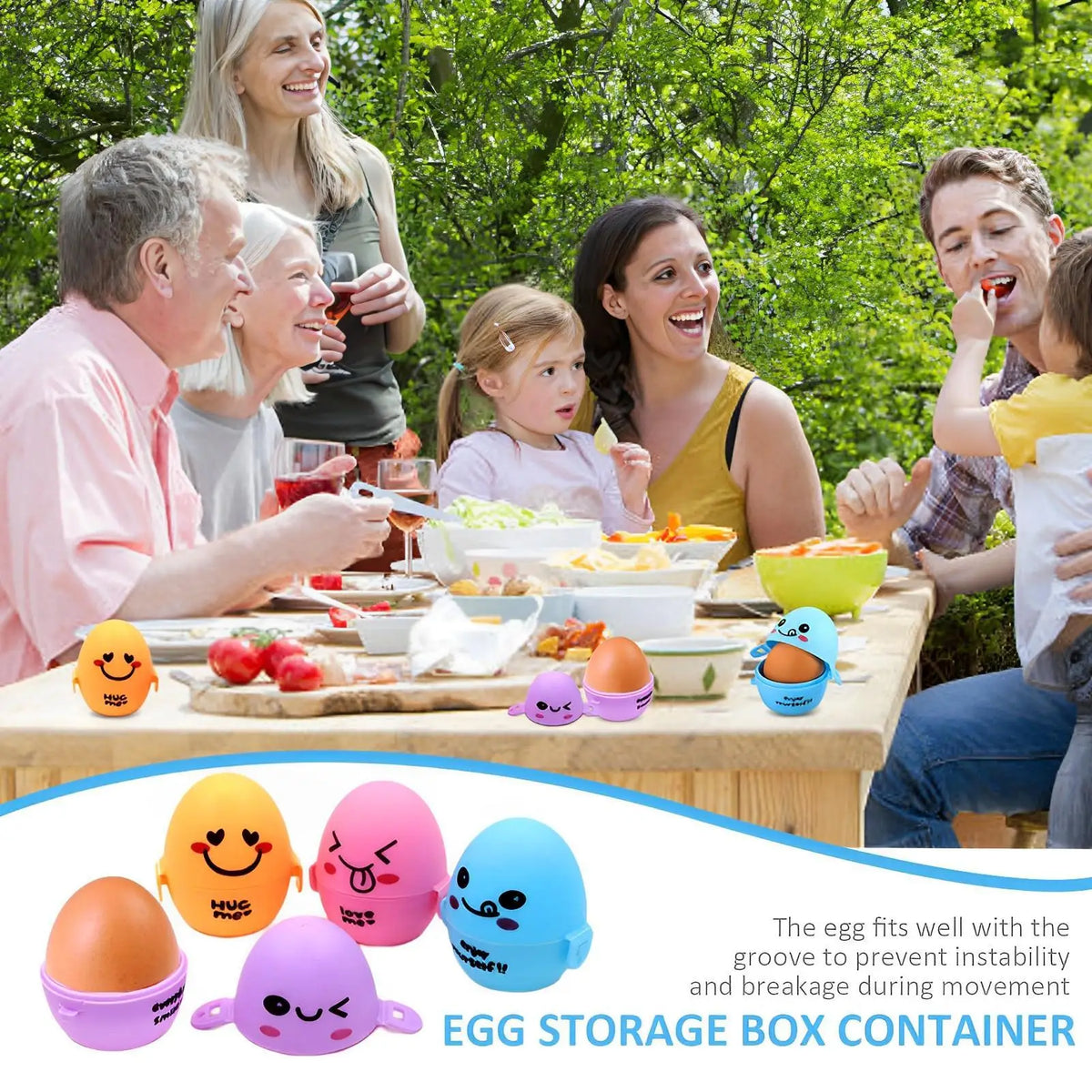 Travel Egg Container Cartoon Storage Box Portable Egg Protection Cover Kitchen Gadgets for Picnic Outdoor Travel Barbecues Home