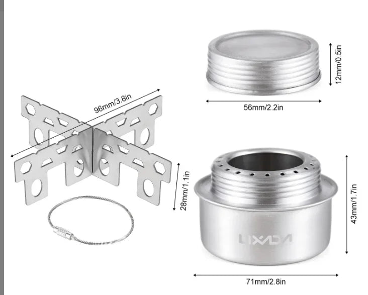Camping Stove Portable Mini Aluminum Alloy Alcohol Stove with Lid Outdoor Camping Hiking Backpacking Cooking Stove