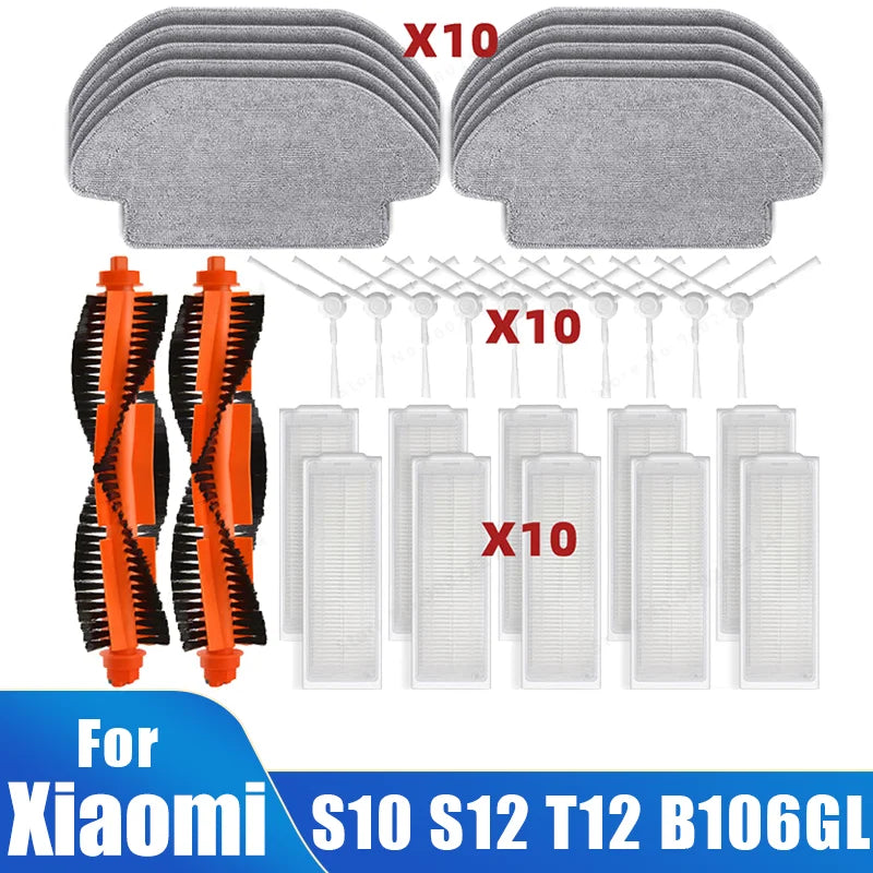 For Xiaomi Robot Vacuum S10 S12 T12 B106GL/Mop 2S XMSTJQR2S /3C B106CN Spare Parts, Main Side Brush Filter Mop Replacement Parts