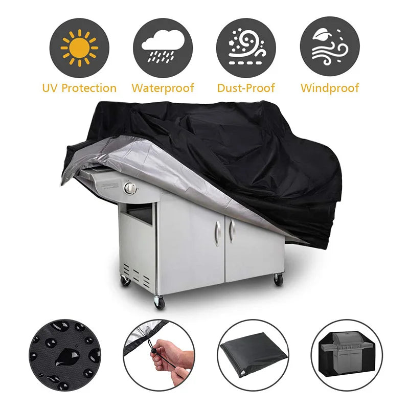12 Size Outdoor BBQ Cover  Dust Waterproof Weber Heavy Duty Grill Cover Rain Protective Outdoor Barbecue Cover Round