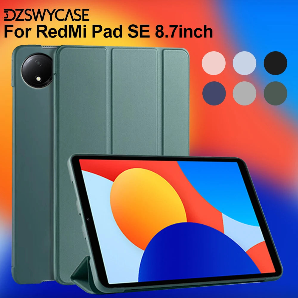 Case for Xiaomi Redmi Pad SE 8.7 inch 2024, Silicone Tablet Case, Slim Trifold Stand, Smart Cover with Auto Sleep / Wake