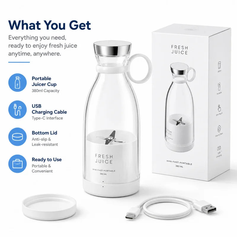 Portable Electric Juicer Cup USB Rechargeable Mini Blender Bottle for Fruit Smoothie Juice Vegetable Travel