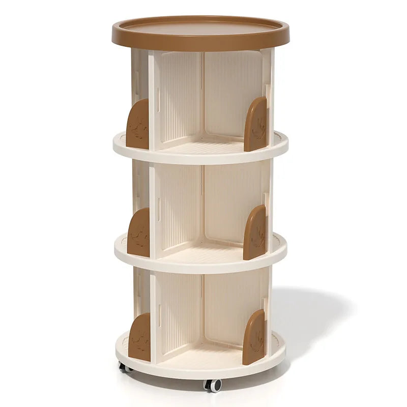Rolling Rotating Bookshelf Bookcase Corner Storage Shelf Space Saving Living Room  Multifunctional Organizer Kids Bookshelf