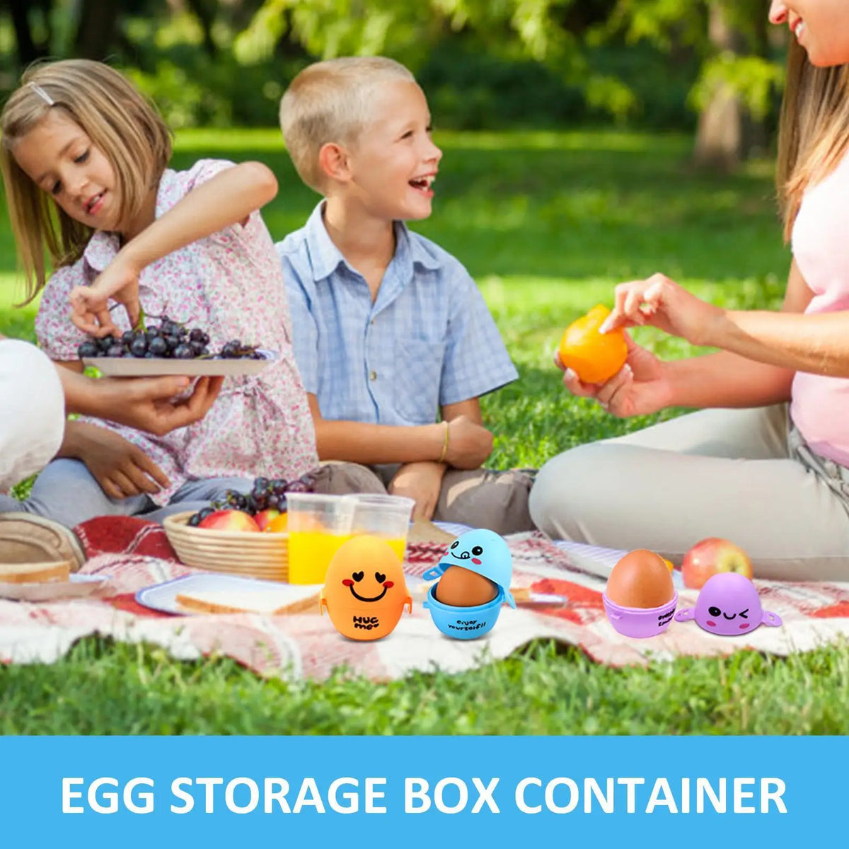 Travel Egg Container Cartoon Storage Box Portable Egg Protection Cover Kitchen Gadgets for Picnic Outdoor Travel Barbecues Home