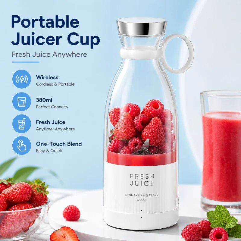Portable Electric Juicer Cup USB Rechargeable Mini Blender Bottle for Fruit Smoothie Juice Vegetable Travel