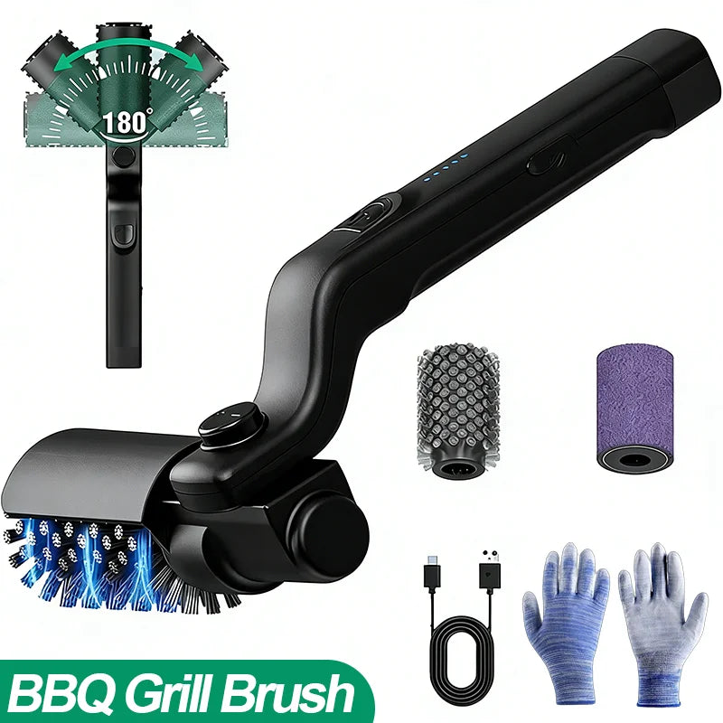 BBQ Grill Brush 3-Speed Settings Electric Grill Brush,180° Adjustable Head,90 Mins Grill Cleaner for Outdoor Griddles Smokers
